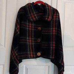 Plaid Poncho, Like new!